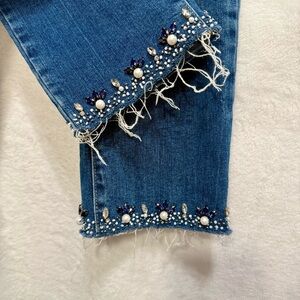 Liu Jo Blue Cropped Jeans with Pearl Details